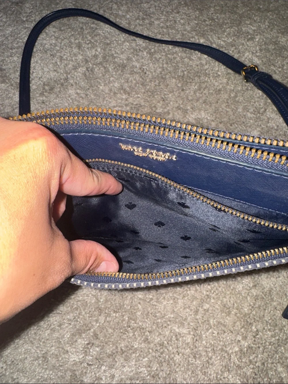kate spade Navy Multi-Stripe Crossbody with Gold Hardware